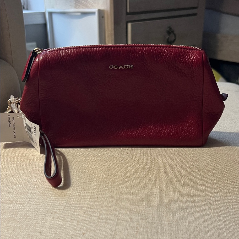 Coach Burgundy Leather Wristlet/Clutch